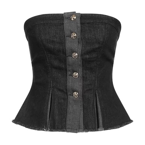 Versace Jeans Couture Strapless Button-Front Bustier Top - Picture 1 of 8